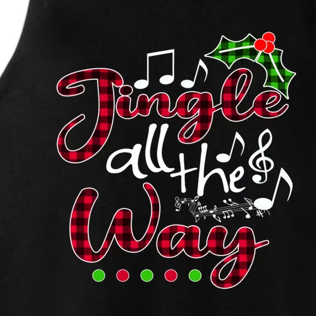 Jingle All The Way Funny Christmas Buffallo Green Plaid Gift Ladies Tri-Blend Wicking Tank