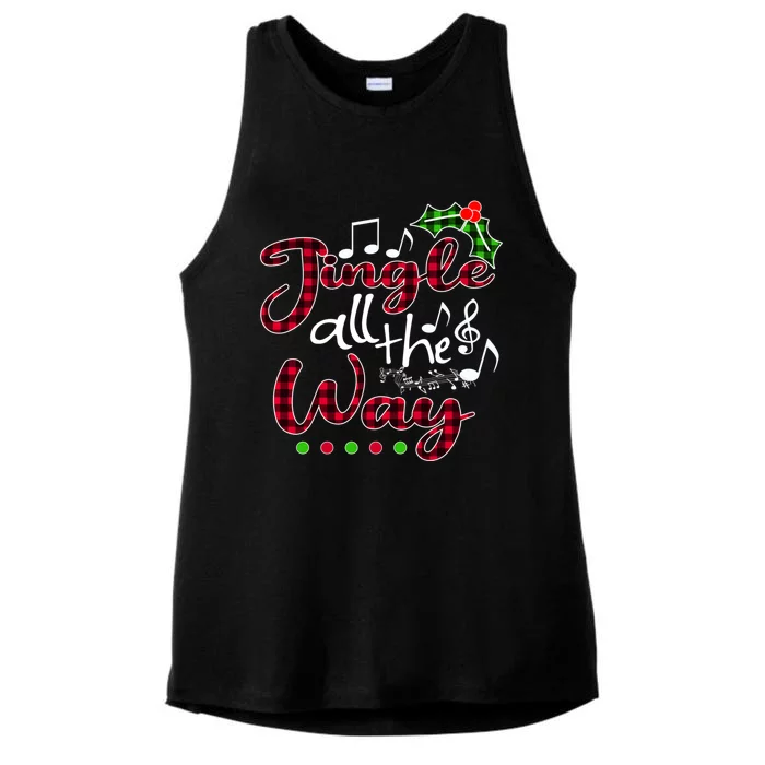 Jingle All The Way Funny Christmas Buffallo Green Plaid Gift Ladies Tri-Blend Wicking Tank