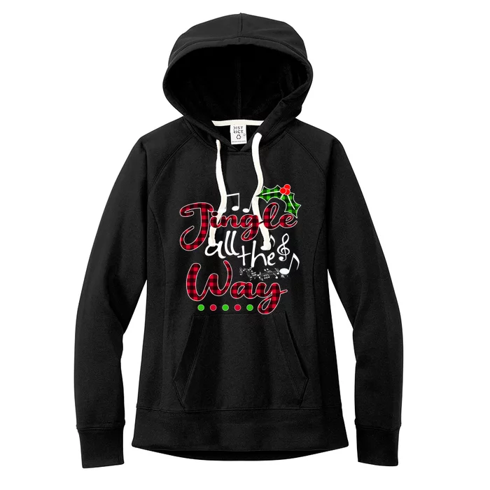 Jingle All The Way Funny Christmas Buffallo Green Plaid Gift Women's Fleece Hoodie