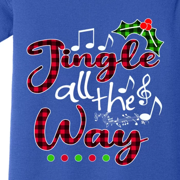 Jingle All The Way Funny Christmas Buffallo Green Plaid Gift Baby Bodysuit