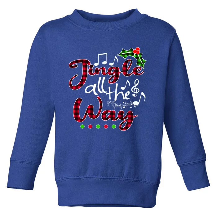 Jingle All The Way Funny Christmas Buffallo Green Plaid Gift Toddler Sweatshirt