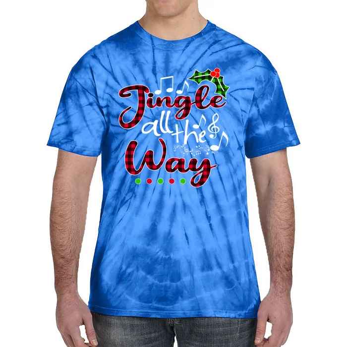 Jingle All The Way Funny Christmas Buffallo Green Plaid Gift Tie-Dye T-Shirt