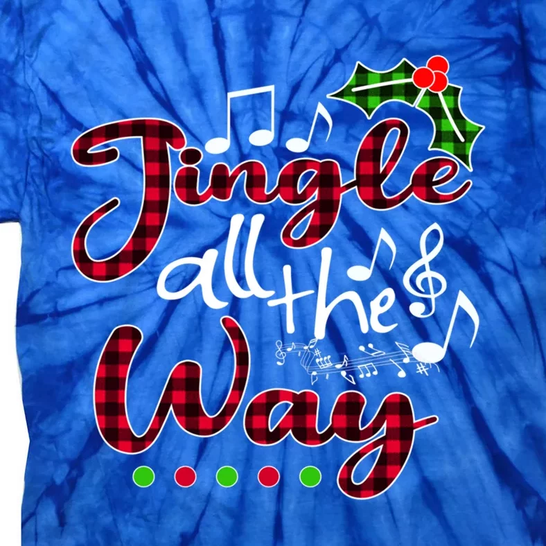 Jingle All The Way Funny Christmas Buffallo Green Plaid Gift Tie-Dye T-Shirt