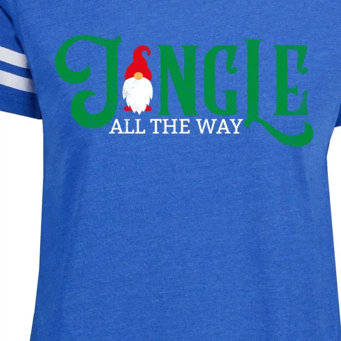 Jingle All The Way Gnome Christmas Funny Xmas Matching Party Cute Gift Enza Ladies Jersey Football T-Shirt