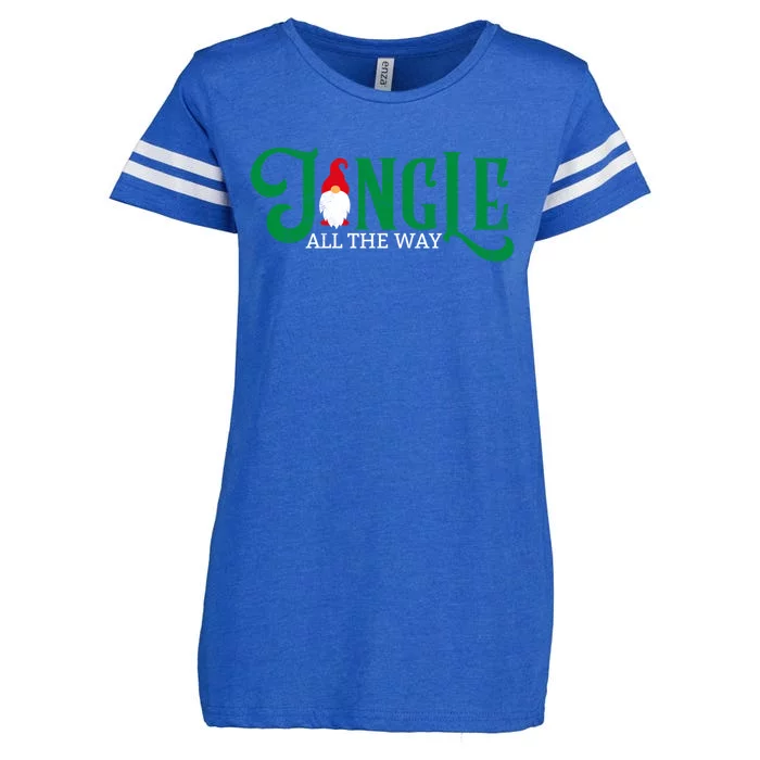 Jingle All The Way Gnome Christmas Funny Xmas Matching Party Cute Gift Enza Ladies Jersey Football T-Shirt