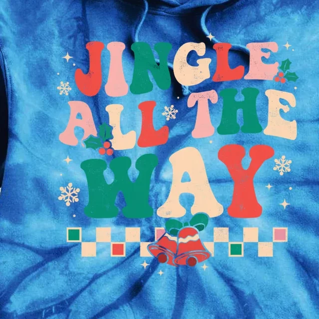 Jingle All The Way Groovy Retro Christmas Xmas Happy Holiday Gift Tie Dye Hoodie