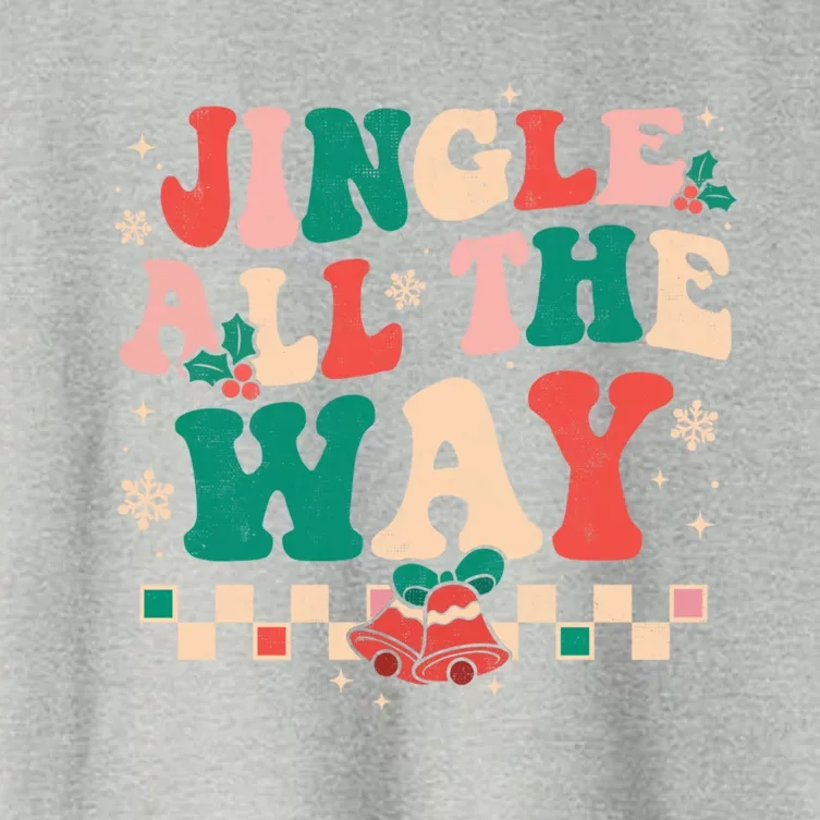 Jingle All The Way Groovy Retro Christmas Xmas Happy Holiday Gift Women's Crop Top Tee