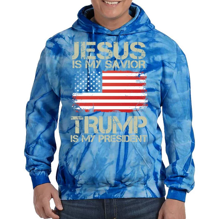 Jesus And Trump Is My President Funny Political Cool Gift Tie Dye Hoodie