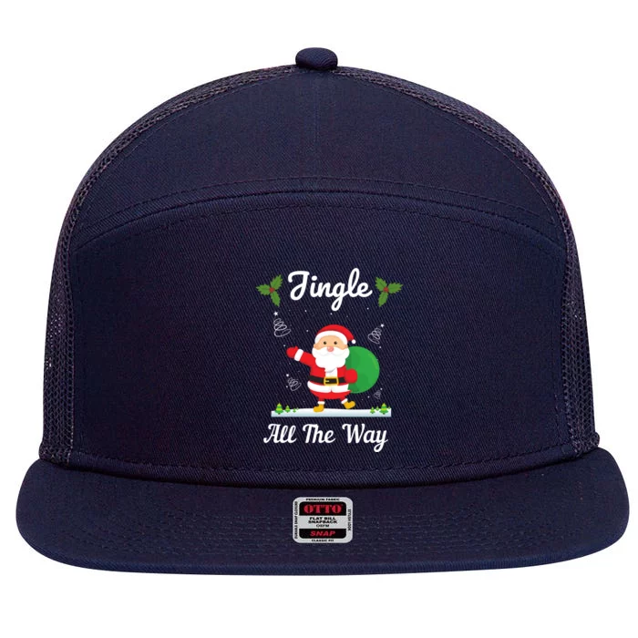 Jingle All The Way Holiday Santa Claus Father Christmas Gift 7 Panel Mesh Trucker Snapback Hat