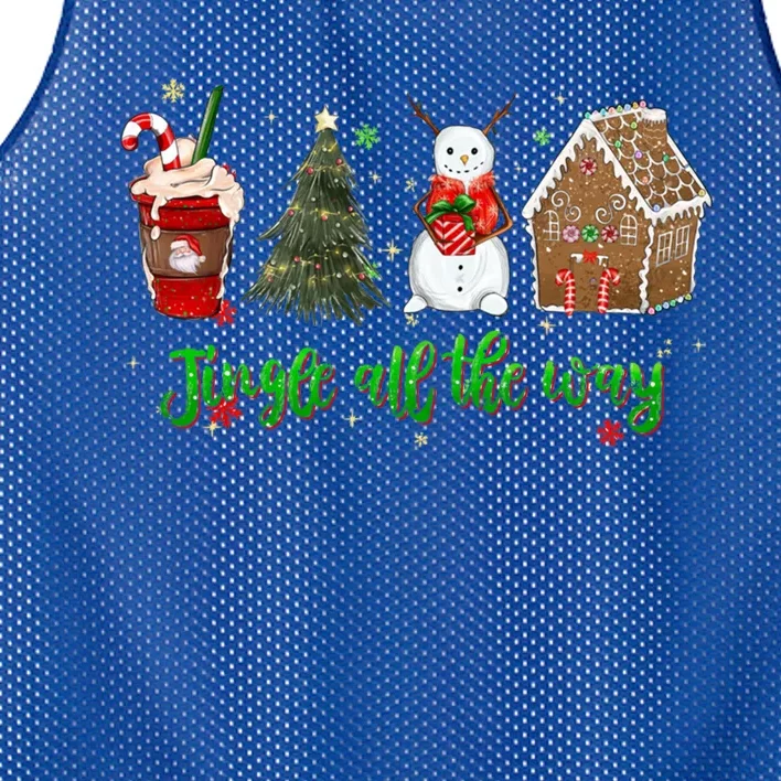 Jingle All The Way Hot Cocoa Xmas Tree Snow Gingerbread Great Gift Mesh Reversible Basketball Jersey Tank