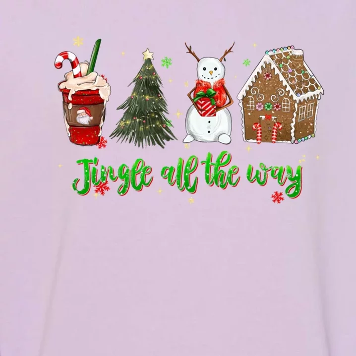 Jingle All The Way Hot Cocoa Xmas Tree Snow Gingerbread Great Gift Garment-Dyed Sweatshirt