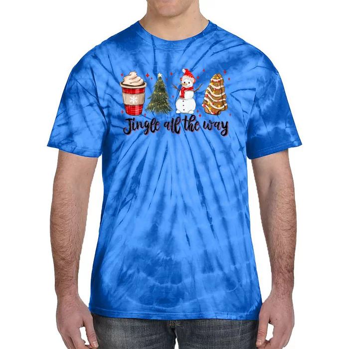 Jingle All The Way Hot Cocoa Xmas Tree Snow Tree Cakes Gift Tie-Dye T-Shirt