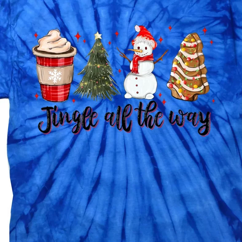 Jingle All The Way Hot Cocoa Xmas Tree Snow Tree Cakes Gift Tie-Dye T-Shirt