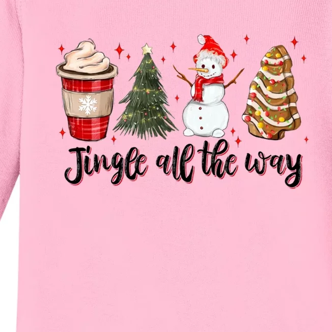 Jingle All The Way Hot Cocoa Xmas Tree Snow Tree Cakes Gift Baby Long Sleeve Bodysuit