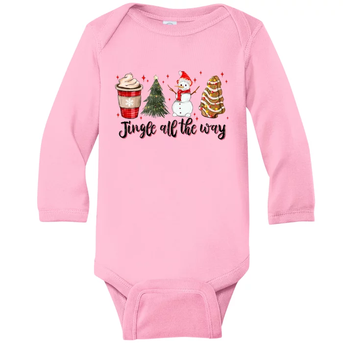 Jingle All The Way Hot Cocoa Xmas Tree Snow Tree Cakes Gift Baby Long Sleeve Bodysuit