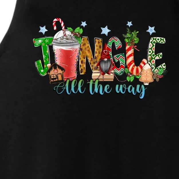 Jingle All The Way Merry Christmas Gnome Tree Cakes Debbie Gift Ladies Tri-Blend Wicking Tank