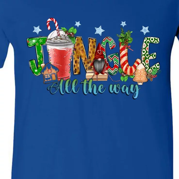 Jingle All The Way Merry Christmas Gnome Tree Cakes Debbie Gift V-Neck T-Shirt