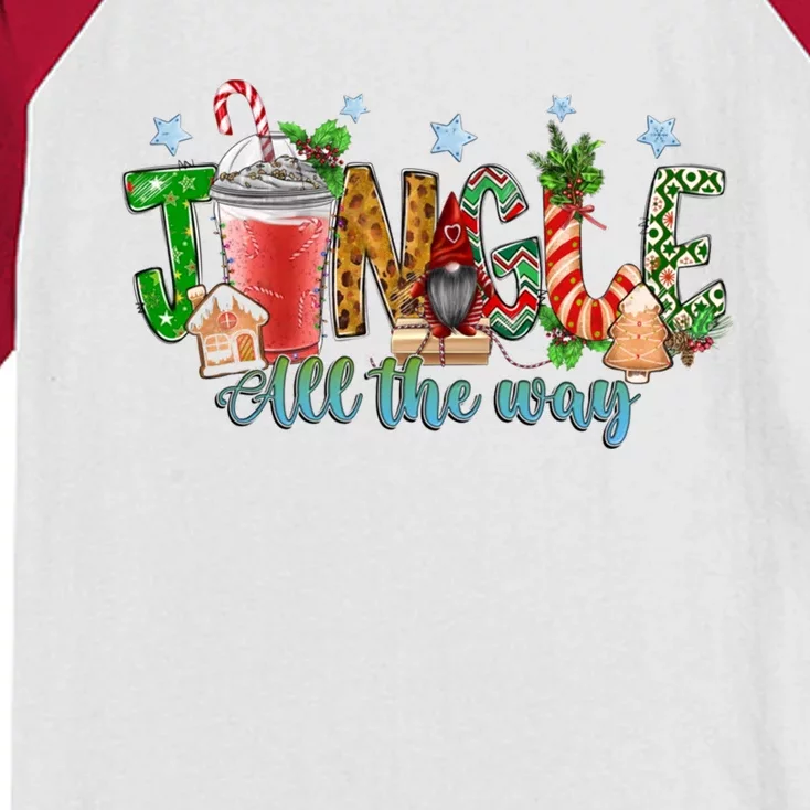 Jingle All The Way Merry Christmas Gnome Tree Cakes Debbie Gift Kids Colorblock Raglan Jersey