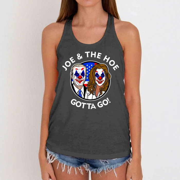 Joe And The Hoe Gotta Go Ho Biden Politian Clown Circus Women's Knotted Racerback Tank