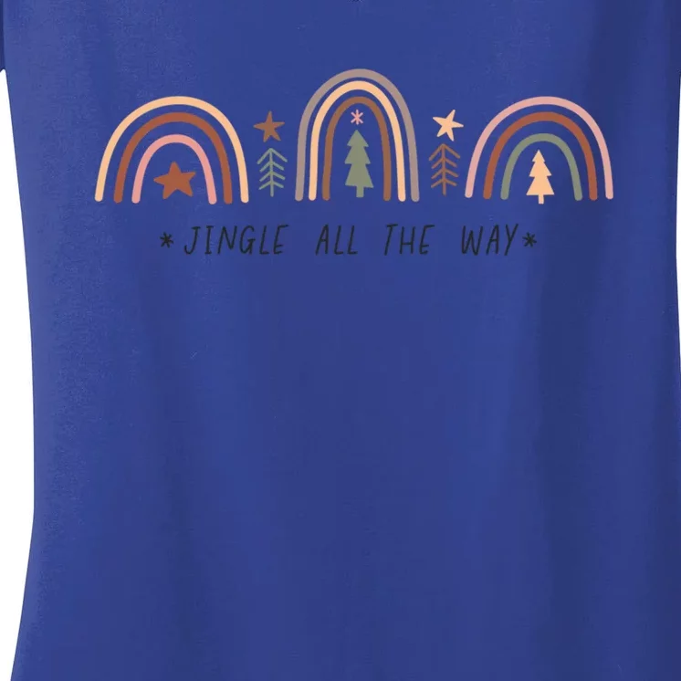 Jingle All The Way Rainbow Novelty Christmas Spirit Cool Gift Women's V-Neck T-Shirt