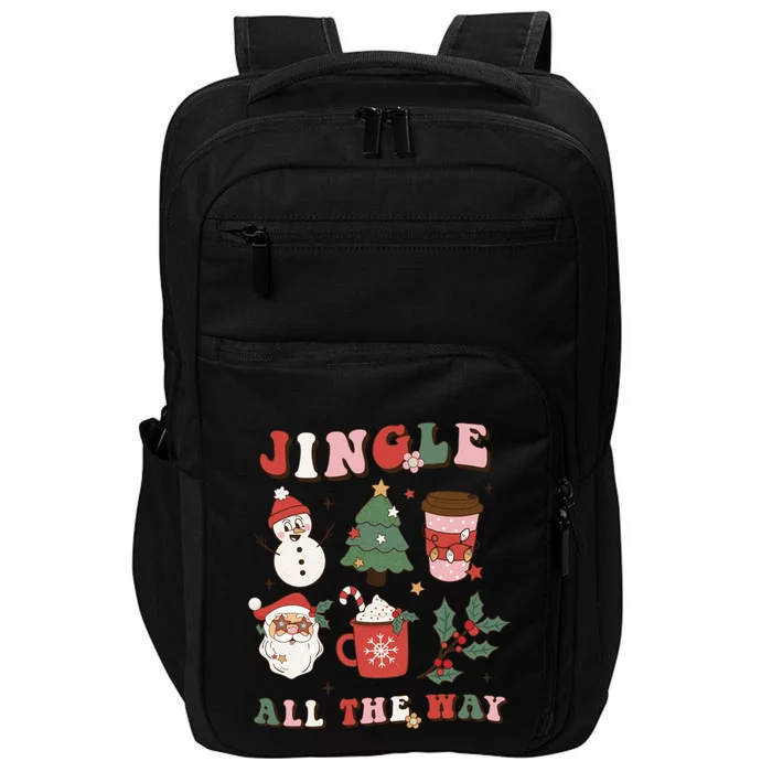 Jingle All The Way Retro Christmas Tree Santa Claus Groovy Cool Gift Impact Tech Backpack