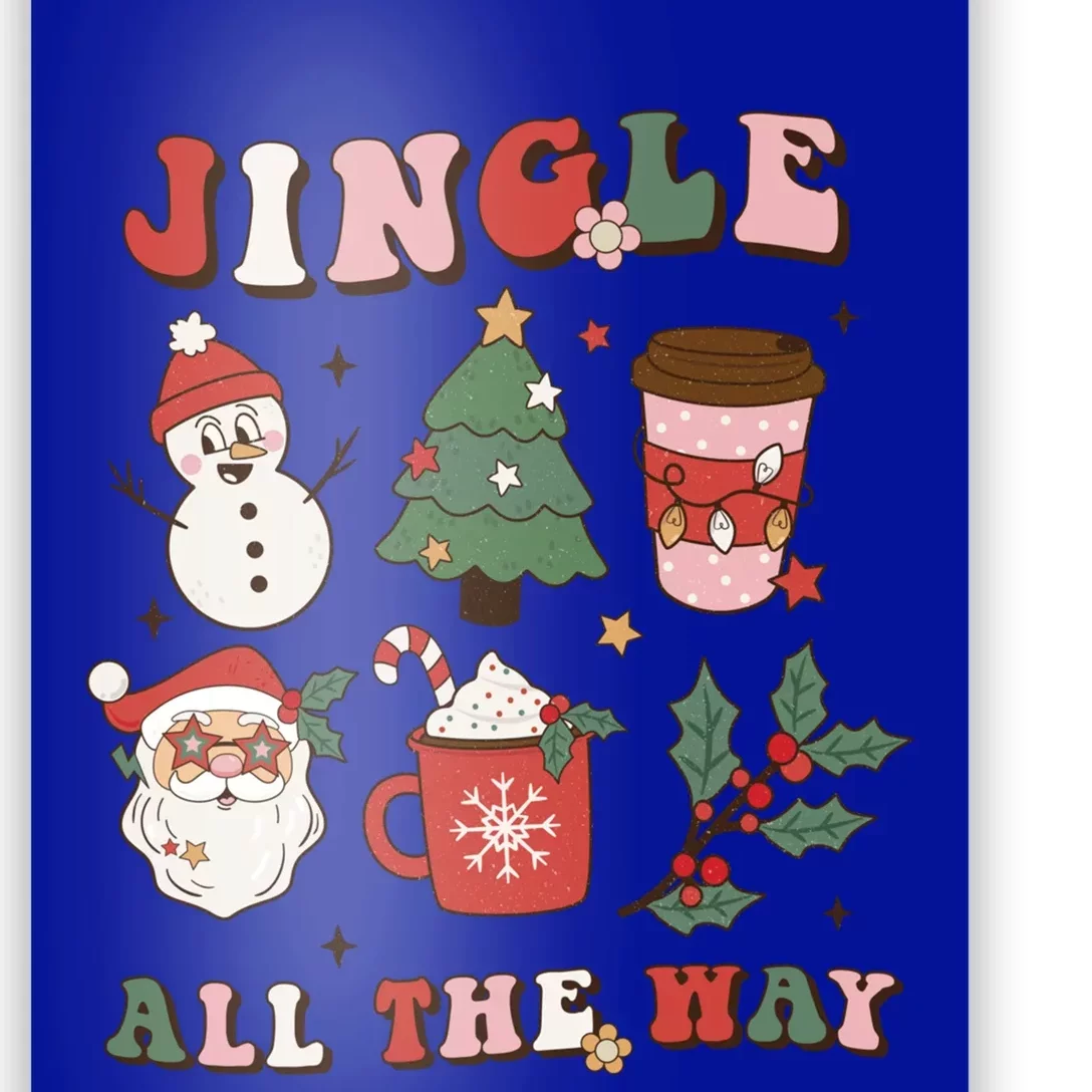 Jingle All The Way Retro Christmas Tree Santa Claus Groovy Cool Gift Poster