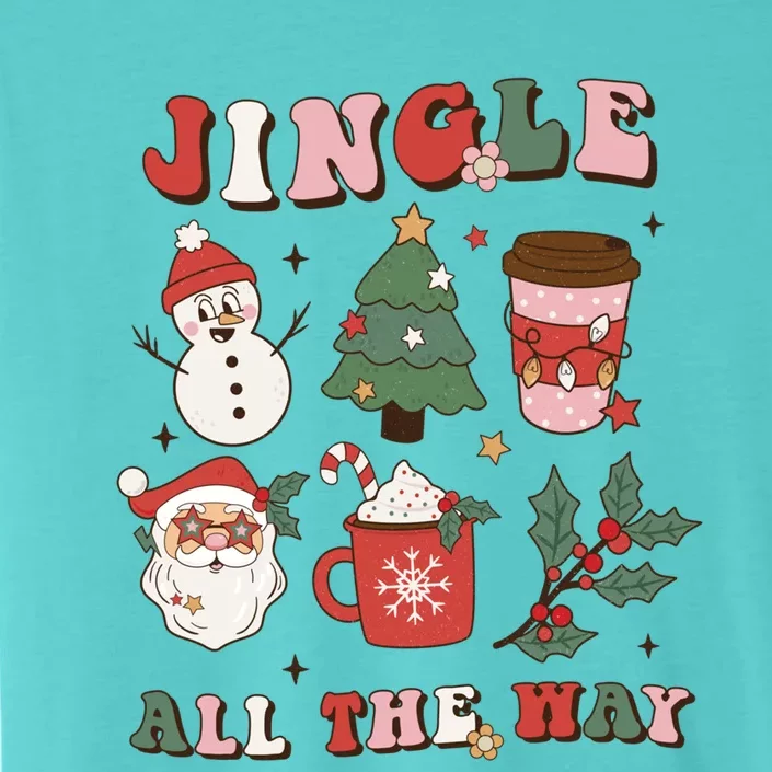 Jingle All The Way Retro Christmas Tree Santa Claus Groovy Cool Gift ChromaSoft Performance T-Shirt