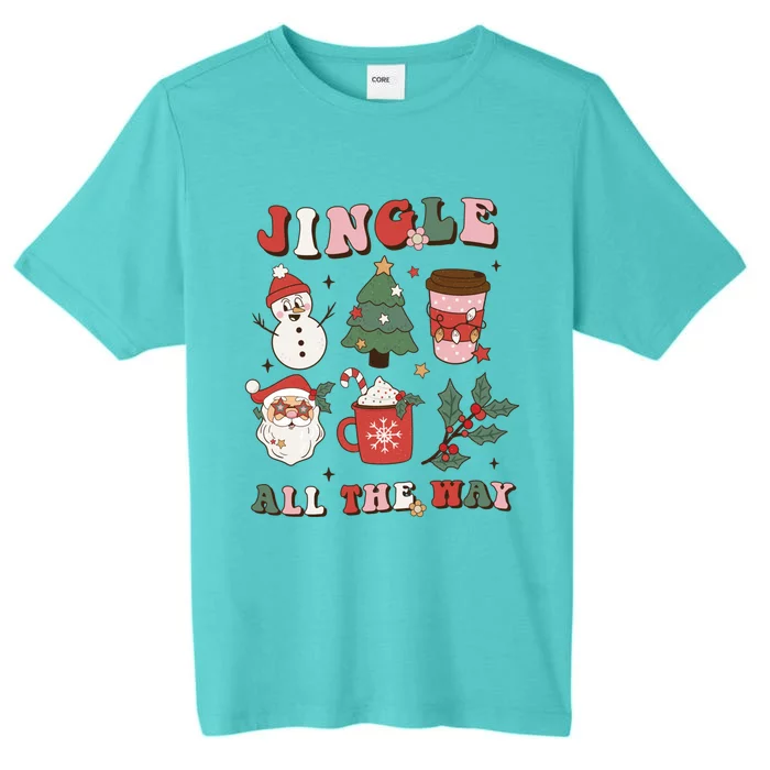 Jingle All The Way Retro Christmas Tree Santa Claus Groovy Cool Gift ChromaSoft Performance T-Shirt