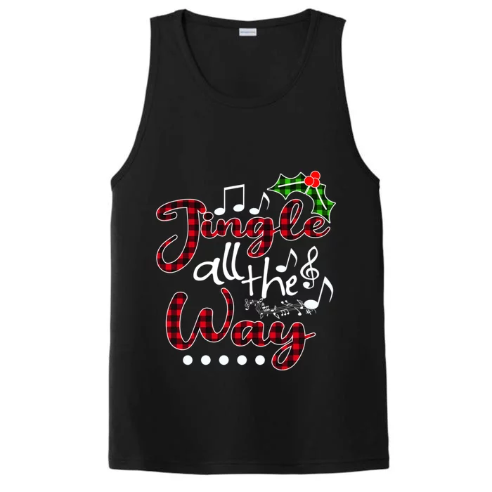 Jingle All The Way Cool Gift Buffalo Plaid Christmas Cute Gift Performance Tank