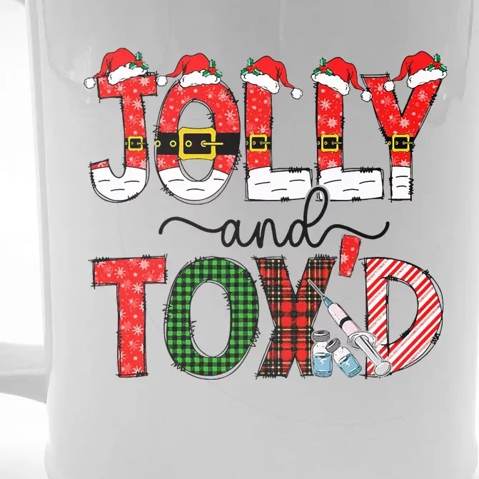 Jolly And Toxd Funny Christmas Botox Injector Cosmetic Nurse Front & Back Beer Stein