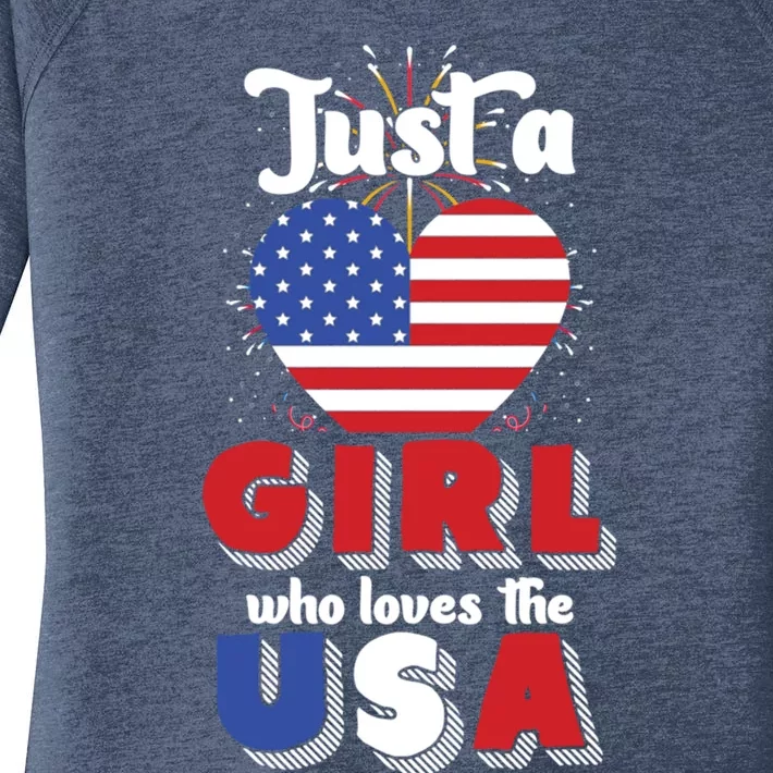 Just A United States Us Flag American 4th Of July Funny Gift Women's Perfect Tri Tunic Long Sleeve Shirt