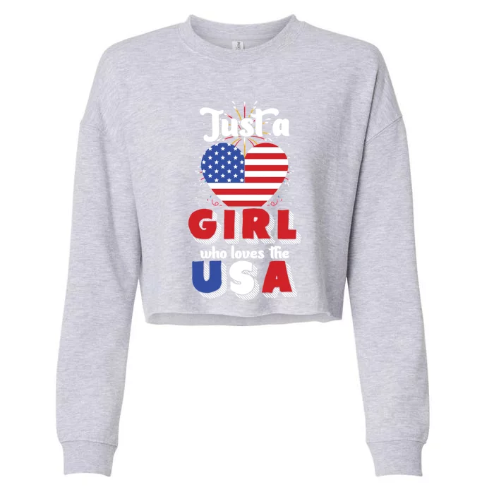 Just A United States Us Flag American 4th Of July Funny Gift Cropped Pullover Crew