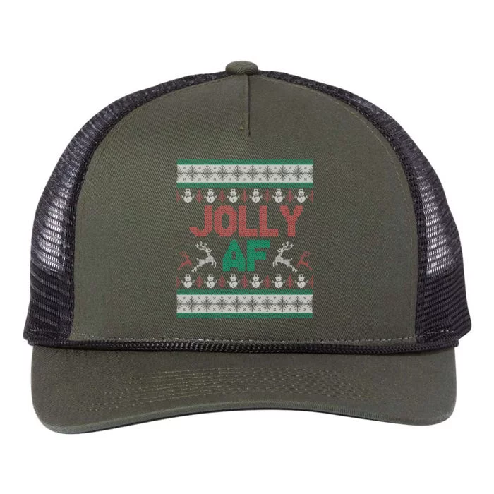 Jolly Af Ugly Christmas Styled Christmas Gift Retro Rope Trucker Hat Cap