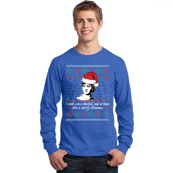 Jane Austen Ugly Christmas Sweater Design Santa Hat Meme Funny Gift Tall Long Sleeve T-Shirt