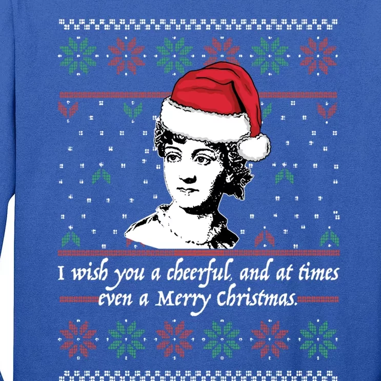 Jane Austen Ugly Christmas Sweater Design Santa Hat Meme Funny Gift Tall Long Sleeve T-Shirt