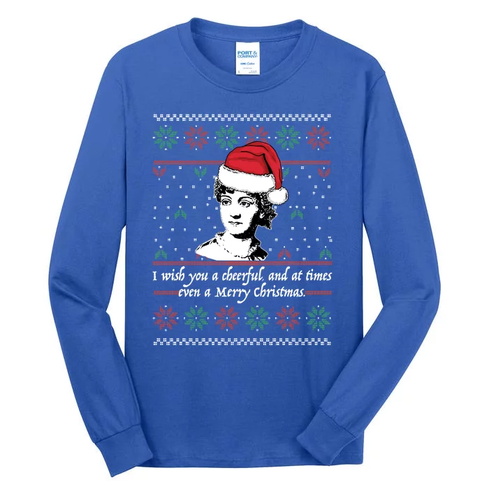 Jane Austen Ugly Christmas Sweater Design Santa Hat Meme Funny Gift Tall Long Sleeve T-Shirt