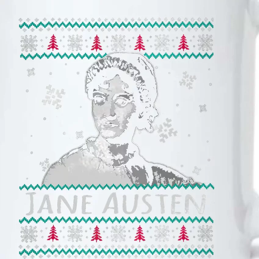 Jane Austen Ugly Christmas Sweater Design Xmas Book Lover Cool Gift Black Color Changing Mug