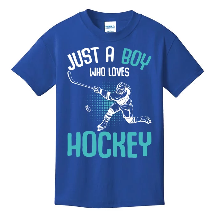 Just A Who Loves Hockey Player Ice Hockey Gift Kids T-Shirt