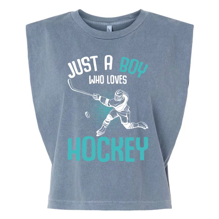 Just A Who Loves Hockey Player Ice Hockey Gift Garment-Dyed Women's Muscle Tee