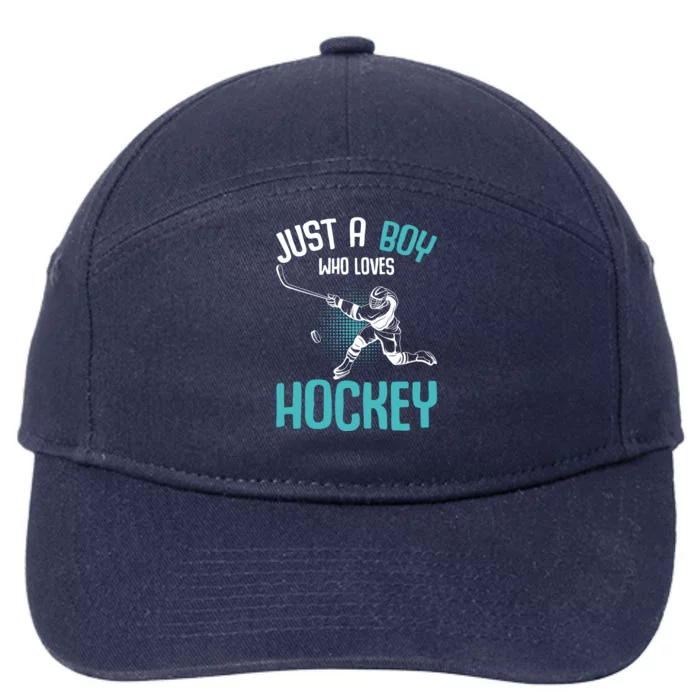 Just A Who Loves Hockey Player Ice Hockey Gift 7-Panel Snapback Hat