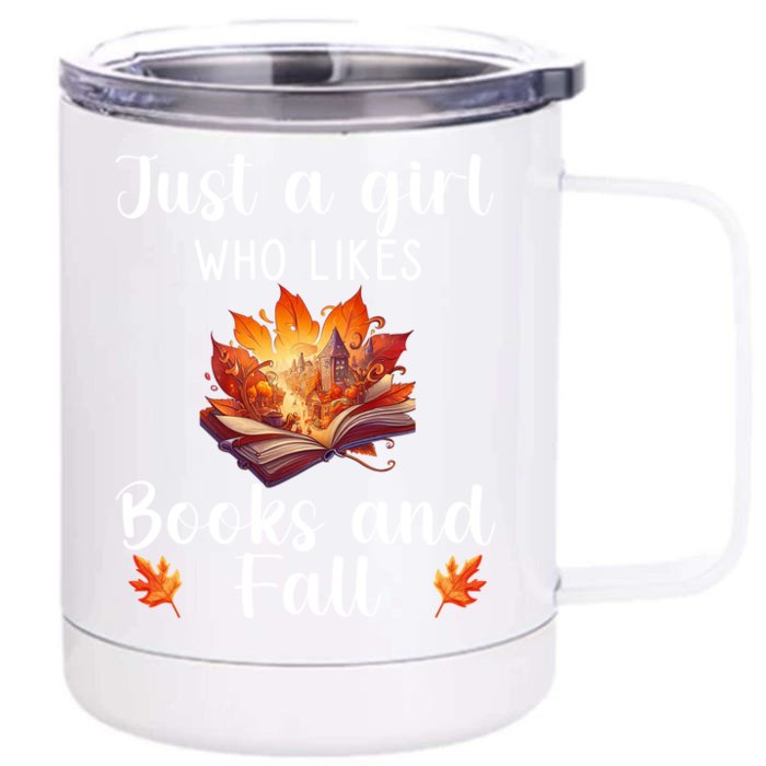 Just A Who Loves Fall And Books Automn Pumpkin Spice Gift Front & Back 12oz Stainless Steel Tumbler Cup