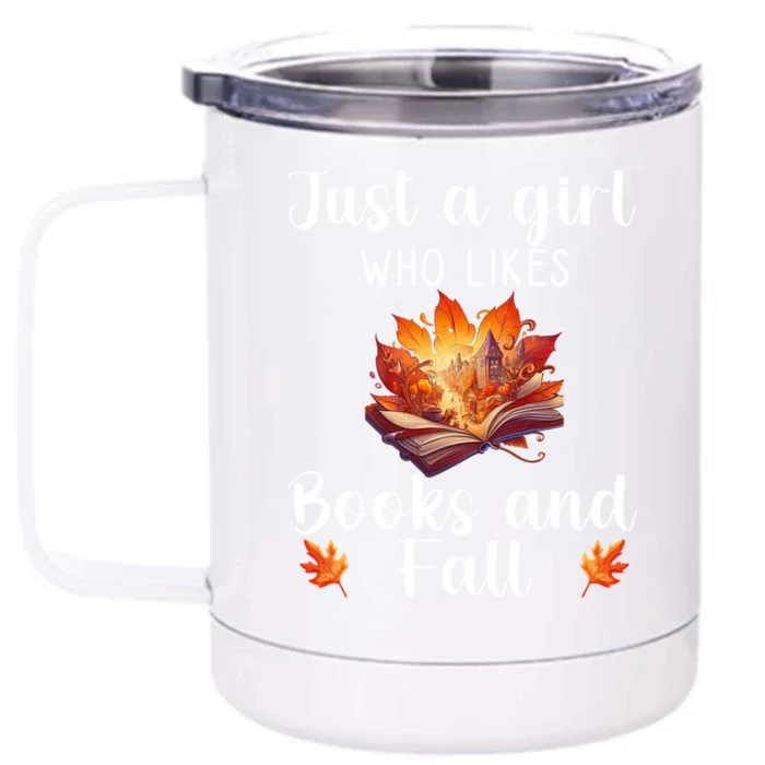 Just A Who Loves Fall And Books Automn Pumpkin Spice Gift Front & Back 12oz Stainless Steel Tumbler Cup