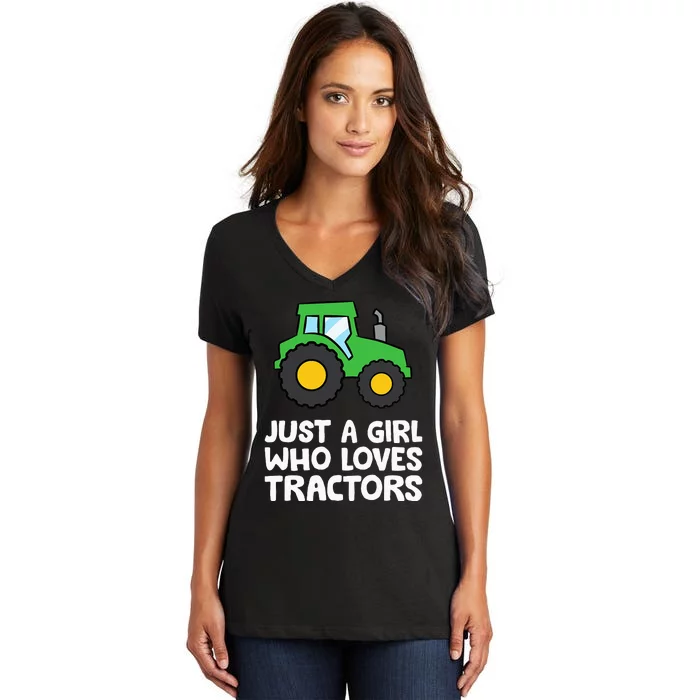 Just a  Who Loves Tractors Women's V-Neck T-Shirt