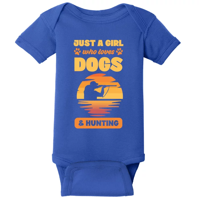 Just A Who Loves Dogs And Hunting Y Retro Vintage Meaningful Gift Baby Bodysuit