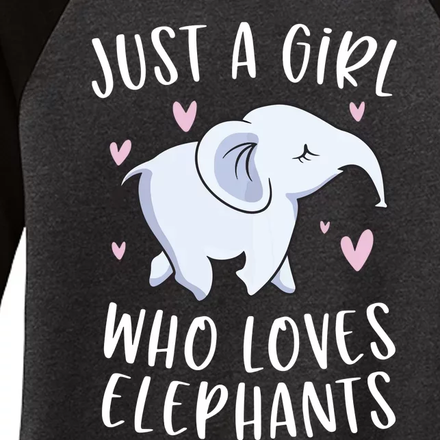 Just A Who Loves Elephants Funny Elephant Women's Tri-Blend 3/4-Sleeve Raglan Shirt