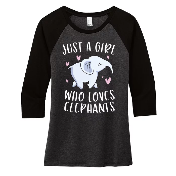 Just A Who Loves Elephants Funny Elephant Women's Tri-Blend 3/4-Sleeve Raglan Shirt