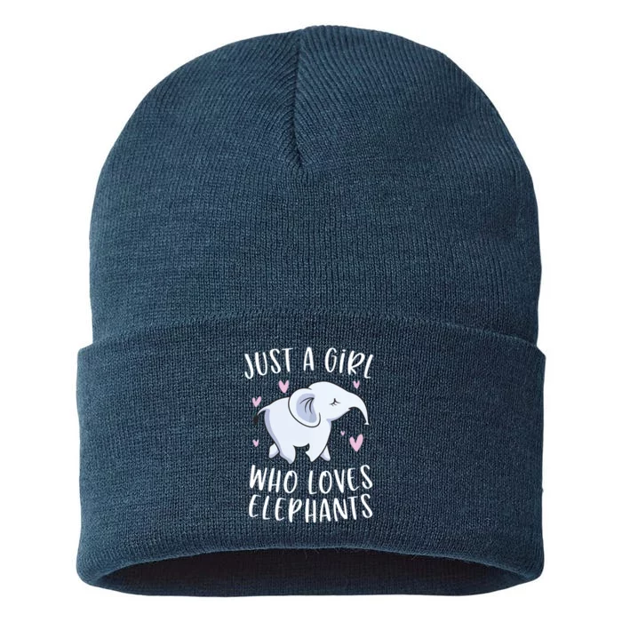 Just A Who Loves Elephants Funny Elephant Sustainable Knit Beanie