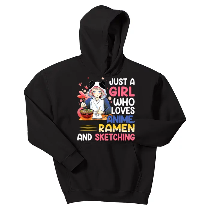 Just A Who Loves Anime Ra And Sketching Japan Anime Kids Hoodie