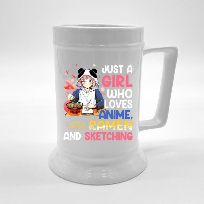 Just A Who Loves Anime Ra And Sketching Japan Anime Front & Back Beer Stein