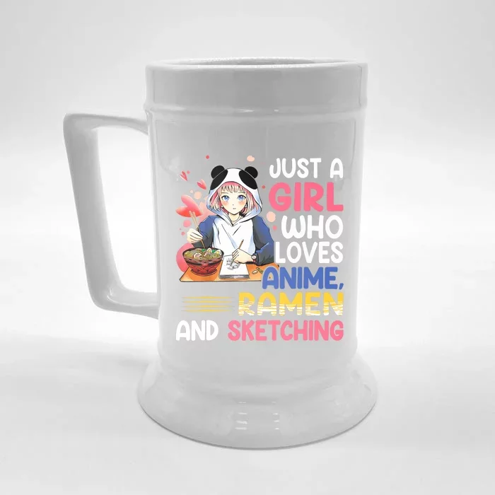 Just A Who Loves Anime Ra And Sketching Japan Anime Front & Back Beer Stein